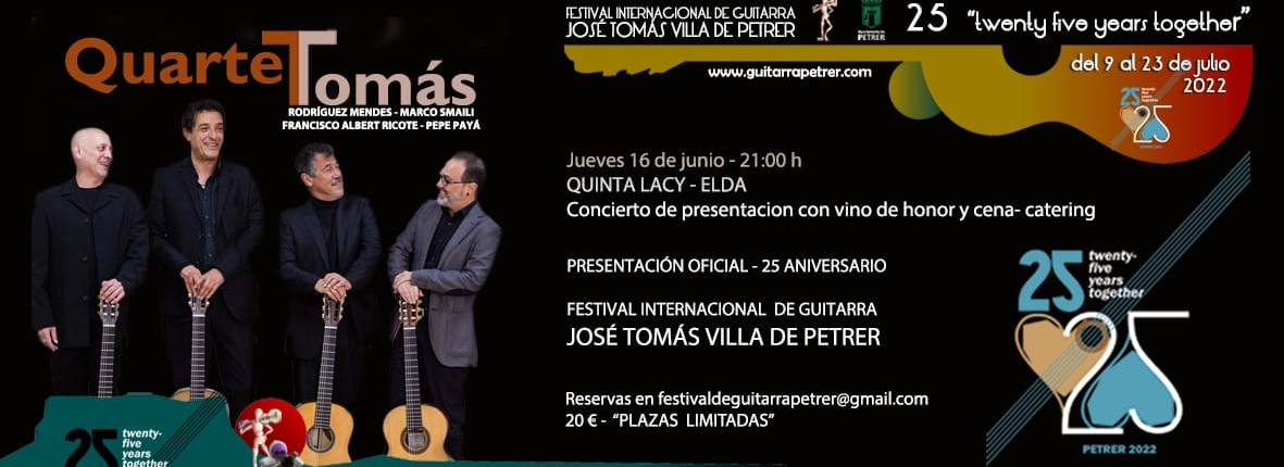 Concierto de presentacion con vino de honor y cena - FESTIVAL INTERNACIONAL DE GUITARRA JOSÉ TOMÁS VILLA DE PETRER